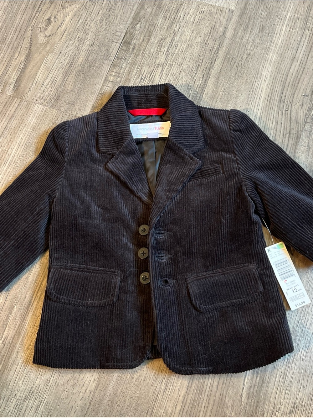 Wonderkids Black Corduroy Blazer Jacket for Kids 12 months